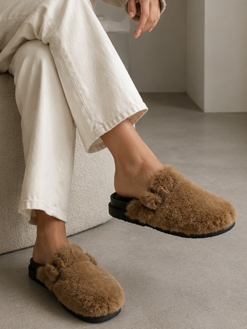 Carvela Berserk Faux Fur Mule Slippers - Brown
